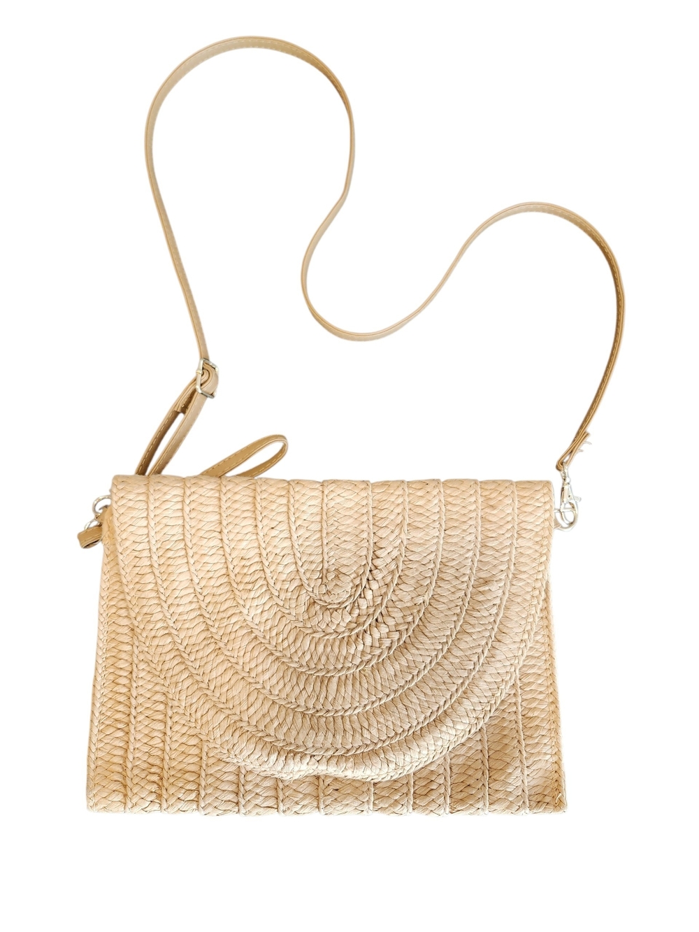 Source Unknown Woven Straw Crossbody Bag in Beige